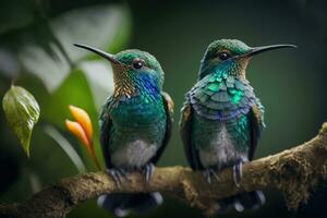 vivace colibrì nel il lussureggiante foreste di costa rica foto