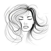 minimalista astratto ritratto di un' donna con una linea disegno stile foto