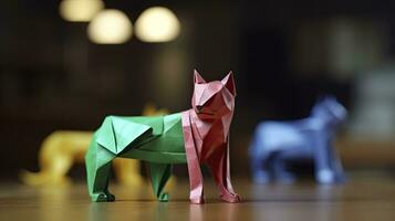 colorato origami gatto involucro carta per creativo regalo dando foto