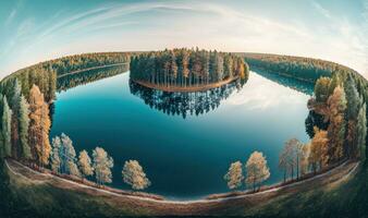 etereo panoramico Visualizza di un' bellissimo foresta lago nel Russia foto