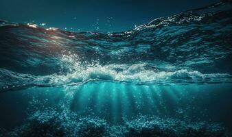 subacqueo oceano onde con micro particelle foto