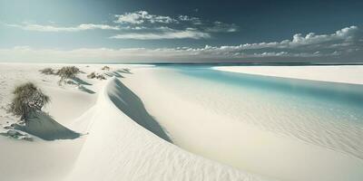 sereno bianca sabbia spiaggia un' sbalorditivo Visualizza di il mondi maggior parte bellissimo litorale foto