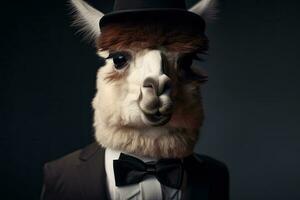 formale alpaca ritratto nel attività commerciale abbigliamento foto