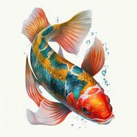 vivace koi pesce tatuaggio design su bianca sfondo foto