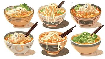 delizioso cartone animato asiatico spaghetto ramen per cibo Gli amanti foto