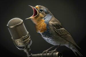 da vicino fotografia di travolgente cantando prestazione foto