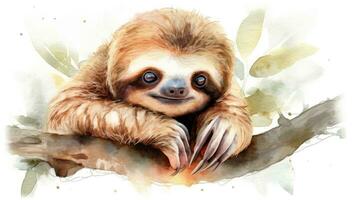 adorabile bambino bradipo acquerello illustrazione foto