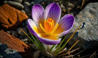 luminosa colori di croco fiori un' promettere di più caldo giorni per venire foto