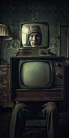 il tvheaded uomo surreale illustrazione di un' televisione dipendente foto