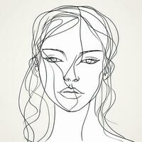 continuo linea disegno di un' moderno womans viso foto
