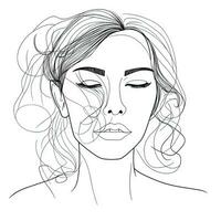 continuo linea disegno di un' moderno womans viso foto