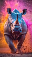 vivace rinoceronte cattura il eccitazione e energia con veloce otturatore velocità ai generato foto