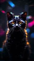 glitch gatto su buio sfondo generativo ai foto