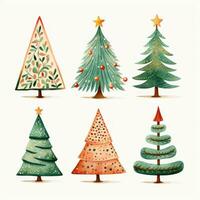 festivo Natale albero clipart illustrazione su bianca sfondo ai generato foto