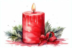 realistico acquerello rosso Natale candela clip arte ai generato foto