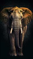 maestoso elefante nel grungeon stile su buio sfondo generativo ai foto