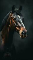 elegante cavallo collage su buio sfondo generativo ai foto
