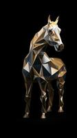 origami cavallo su buio sfondo generativo ai foto