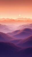 vivace arancia e in profondità viola minimalista montagna paesaggio sfondo ai generato foto