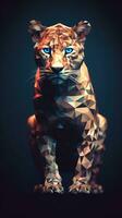 Basso poli leopardo su buio sfondo generativo ai foto