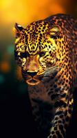 leopardo silhouette su buio sfondo generativo ai foto