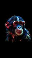 glitch scimmia su buio sfondo generativo ai foto