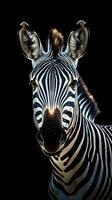 zebra nel il buio bokeh stile ai generato foto