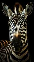 maestoso zebra nel il grungeon stile su un' buio sfondo ai generato foto