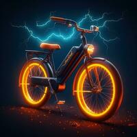 equitazione il fulmine un' stilizzato elettrico bicicletta con energia simbolismo generativo ai foto