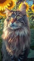 misterioso cosmico maincoon gatto cucciolo esplorando perso rurale la zona su vicino generativo ai foto