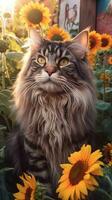 misterioso cosmico maincoon gatto cucciolo esplorando perso rurale la zona su vicino generativo ai foto