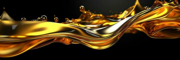 d'oro liquido astratto arte nel buio grigio secchio generativo ai foto