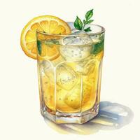rinfrescante bicchiere di freddo limonata su un' caldo estate giorno generativo ai foto