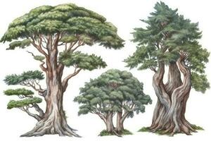tasso albero foresta acquerello collezione generativo ai foto