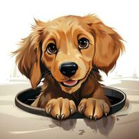 cartone animato stile d'oro cane da riporto sbirciando con contento espressione ai generato foto