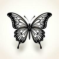 grande farfalla silhouette clipart su bianca sfondo ai generato foto