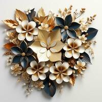 minimalista fiore decorato oro cuore forma clipart ai generato foto