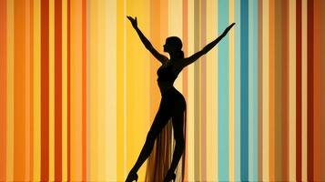 grazioso nero silhouette di un' donna danza ai generato foto