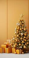 lusso Natale decorazioni su un' semplice sfondo ai generato foto