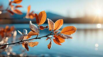 autunno le foglie con copia spazio ai generato foto