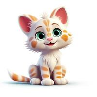 carino gattino nel pixar stile clipart su bianca sfondo ai generato foto