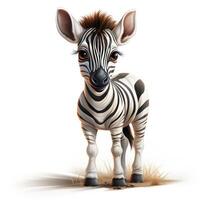 adorabile zebra asilo parete arte clipart su bianca sfondo ai generato foto