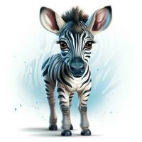 adorabile zebra asilo parete arte clipart su bianca sfondo ai generato foto