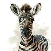 adorabile zebra asilo parete arte clipart su bianca sfondo ai generato foto