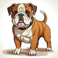 giocoso inglese bulldog cartone animato clipart su bianca sfondo ai generato foto