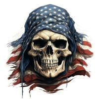 patriottico cranio con americano bandiera ai generato foto