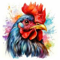 colorato acquerello pollo clipart su bianca sfondo ai generato foto