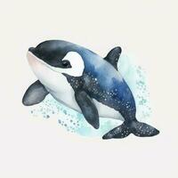 adorabile acquerello dipinto a mano bambino orca clipart per bambino libro ai generato foto