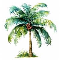 tropicale acquerello palma albero clipart su bianca sfondo ai generato foto