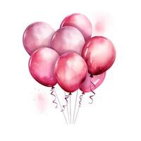 colorato acquerello rosa palloncini clipart su bianca sfondo ai generato foto